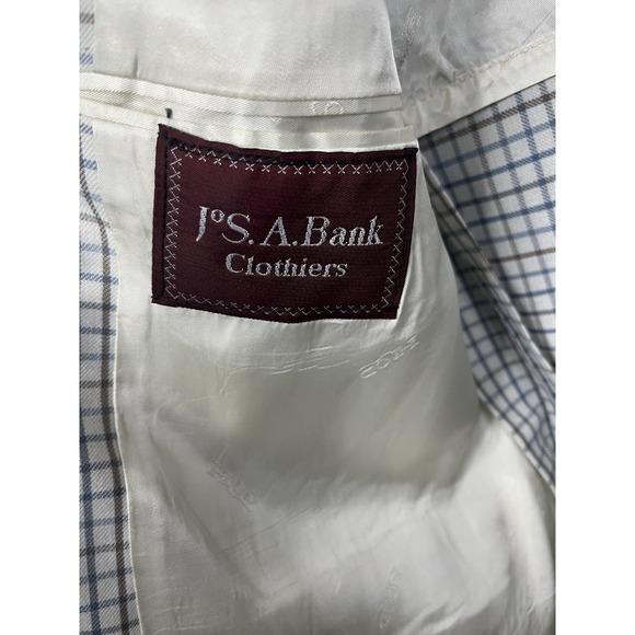 Jos A Bank Blazer Men's Ivory Check Print Sports Coat Business Casual - Picture 9 of 16